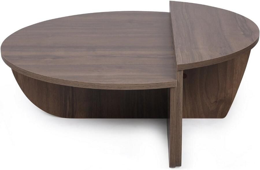 Stijlvolle Salontafel in 2 delen Gemelamineerd spaanplaat 90x90x30 35 cm (BxDxH) Okkernoot