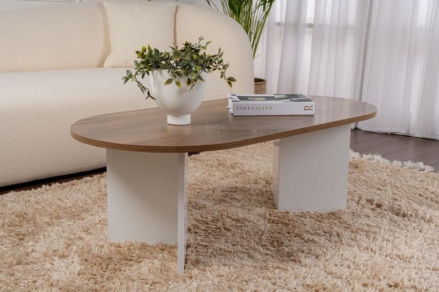 Skye Decor Asir Salontafel Okkernoot & Wit 119 x 60 x 40 cm (L x B x H)