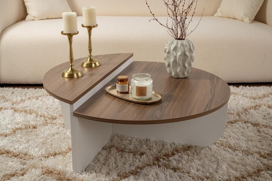 Asir Salontafel Walnoot & Wit 90 x 60 x 30 cm