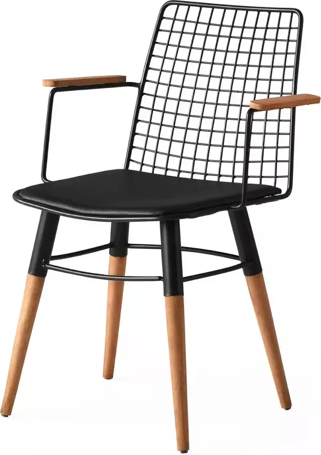 Arabic House Eetkamerstoel Set van 2 Trend Metaal Leer Walnoot - Foto 2