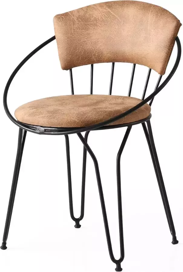 Emob Vella Stoel Set 100% Metalen Frame Fluwelen Stof Zwart Beige - Foto 2