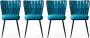 Emob Stijlvolle en comfortabele stoelenset 4-delig Zwart Blauw Fluweel - Thumbnail 1