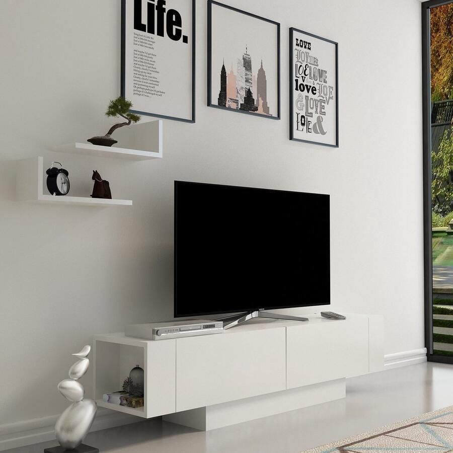 Tv-Meubel Woody Fashion 150 x 32 x 42 cm (B x D x H) Wit - Foto 2