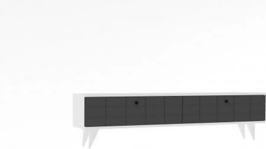 Asir tv-standaard. 100% GEMELAMINEERDE SPAANPLAAT. Dikte: 18 mm. Massief houten deur. Kunststof Benen. Breedte: 160 cm Hoogte: 35 cm Diepte: 25 cm. Talrijke planken. Extra opslag - Foto 2