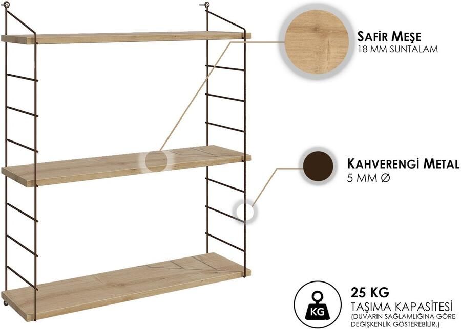 Asir Wandplank Eik 72 x 20 x 85 cm