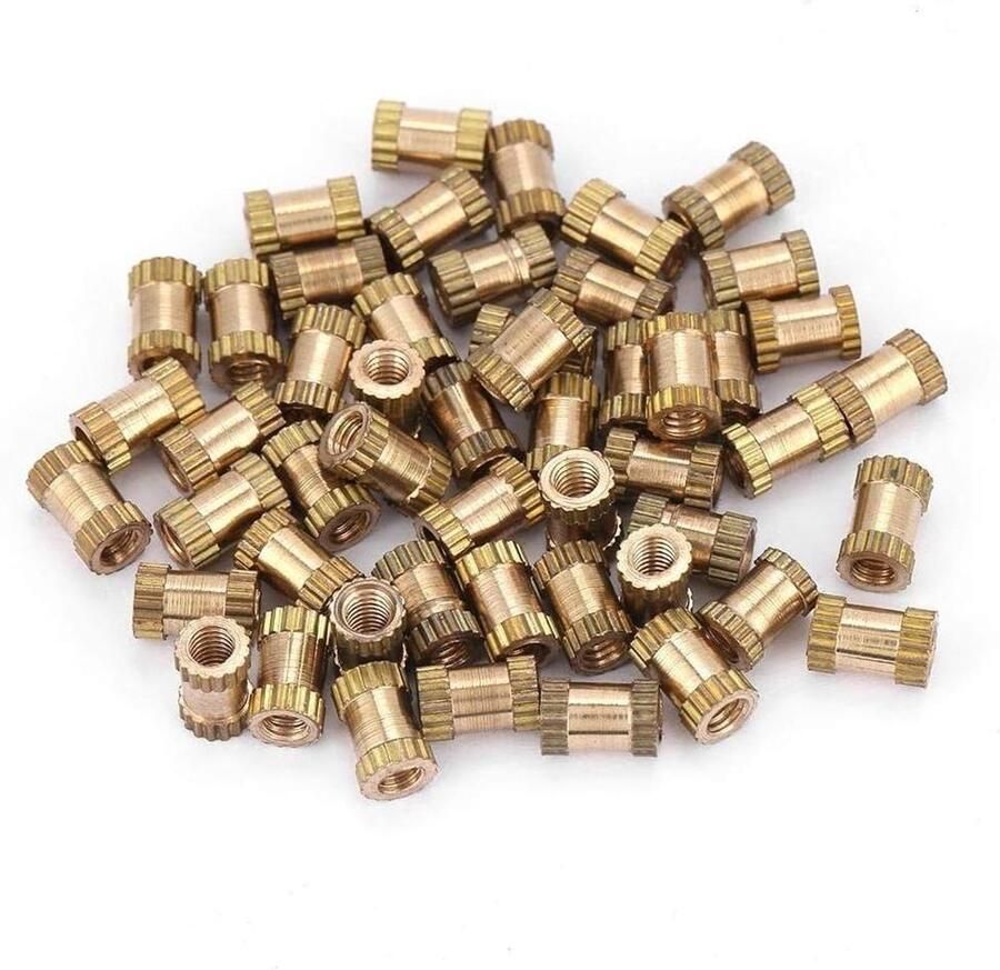 Assortiment M25 schroefdraad messing gekartelde inbouwboeren (50 stuks)