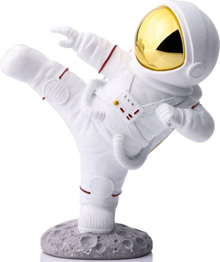 Astronaut beeldje astronaut decoratie Kung Fu astronaut beeldje sculptuur Spaceman Home decor wit goud plank decor tafel middelpunt schattige mini ruimte figuur ornament decoratief