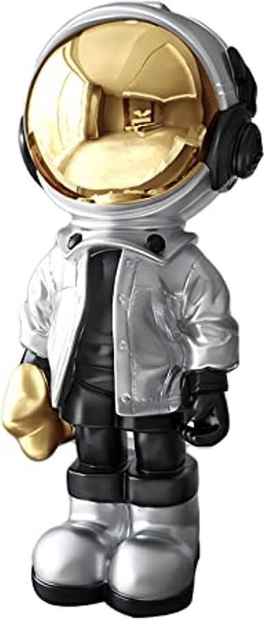 Astronaut Statue Ruimtevaart Beeld Sculpture Polyresin Art Cadeau Zilveren Figurine Ornament Kamers Decoratie Voor Mannen Bureau Accessoires Tafeldecoratie