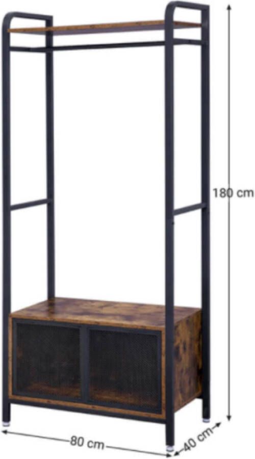 A.T. Shop Industriële kleding Rail Vintage stijl open kledingkast kast