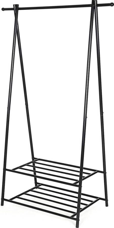 A.T. Shop Metalen jassenrek met schoenenrek 87 5 x 155 x 41 cm (B x H x D) Zwart