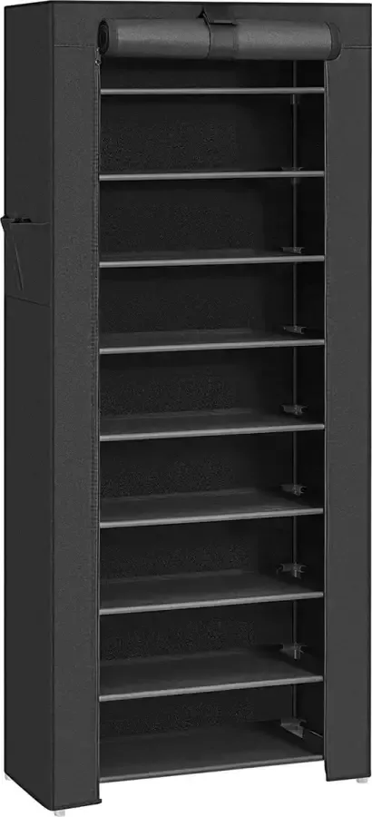 A.T. Shop Schoenenrek met 10 niveaus schoenenkast schoenenrek 160 x 58 x 28 cm voor ca. 27 paar schoenen Groot zwart