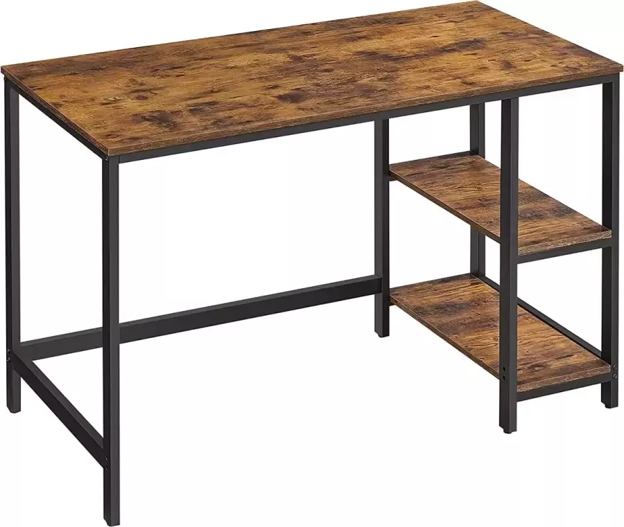 A.T. Shop vintage bureau computertafel met 2 legplanken aan de rechter- of linkerkant bureau voor in het kantoor of in de woonkamer eenvoudig te monteren met metalen frame