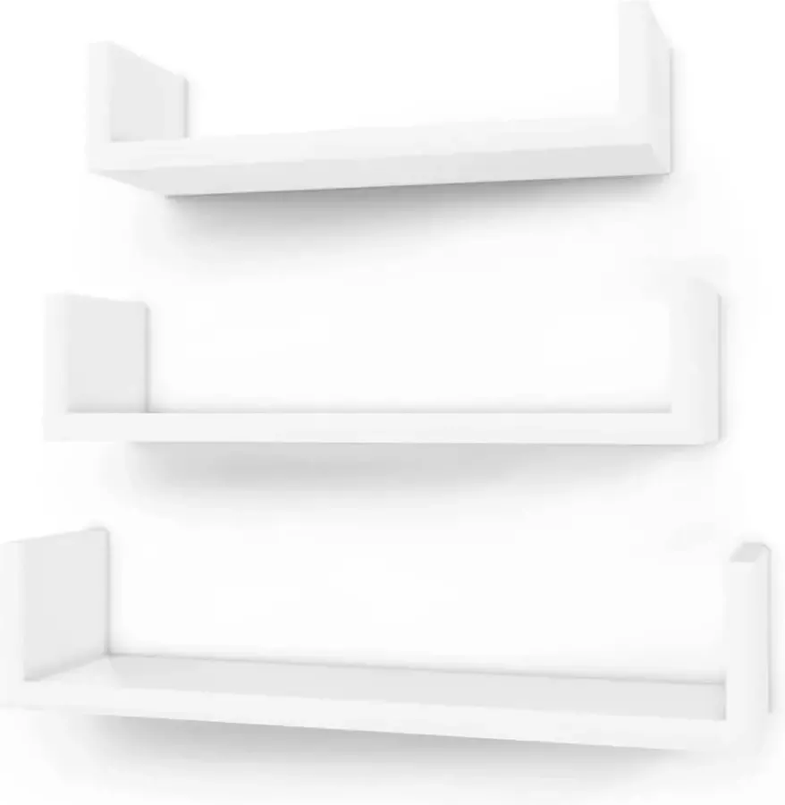A.T. Shop wandplank set van 3 U-vormige zwevende plank creatieve lounge kubus plank gemaakt van MDF-plaat wit