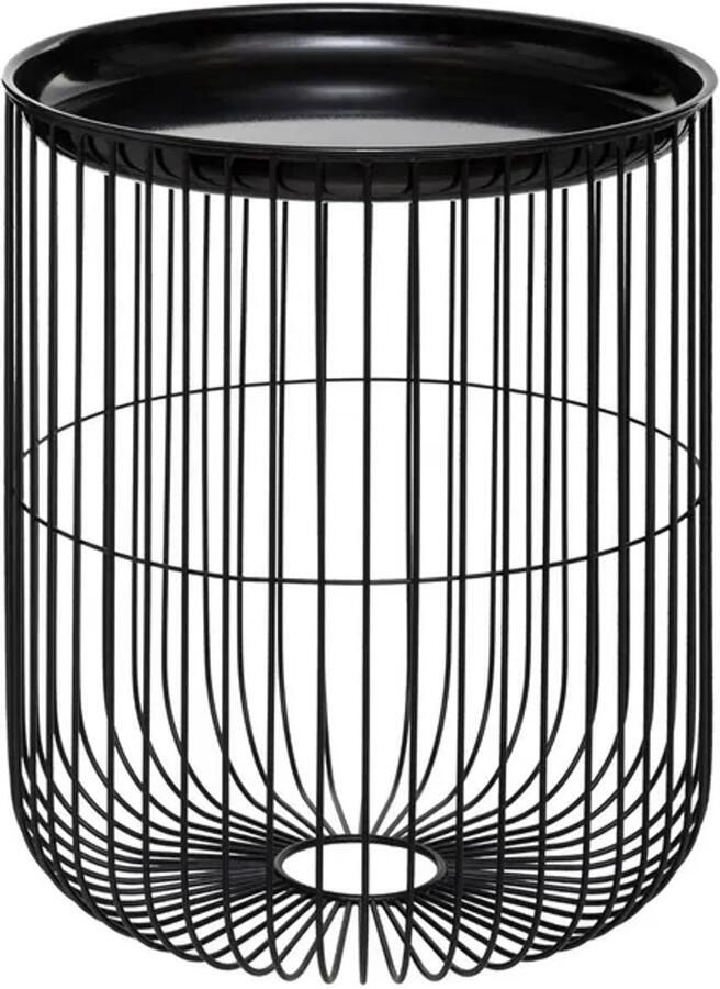 ATMOSPHERA Set van 2 zwarte metalen bijzettafels met draad