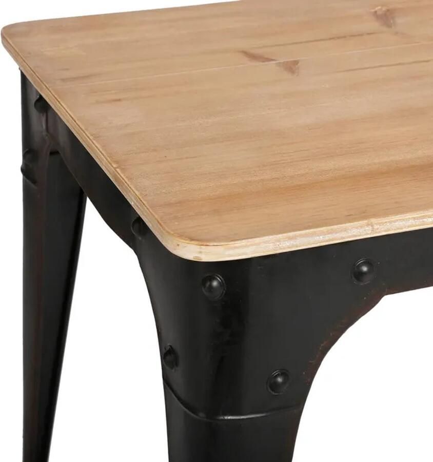 ATMOSPHERA Set van 4 bijzettafels van hout en zwart metaal met verouderd effect