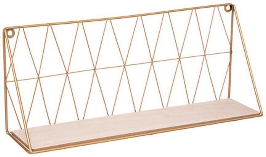 Atmosphera Wandplank boekenplank Anna goud metaal hout draadframe 48 x 12 x 20 cm