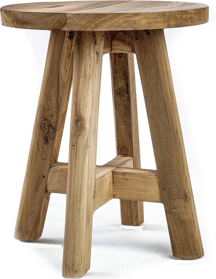 Rootz Living Rootz Atziri Kruk Teak Kruk Houten Zitting Duurzaam Teakhout 35cm x 35cm x 45cm