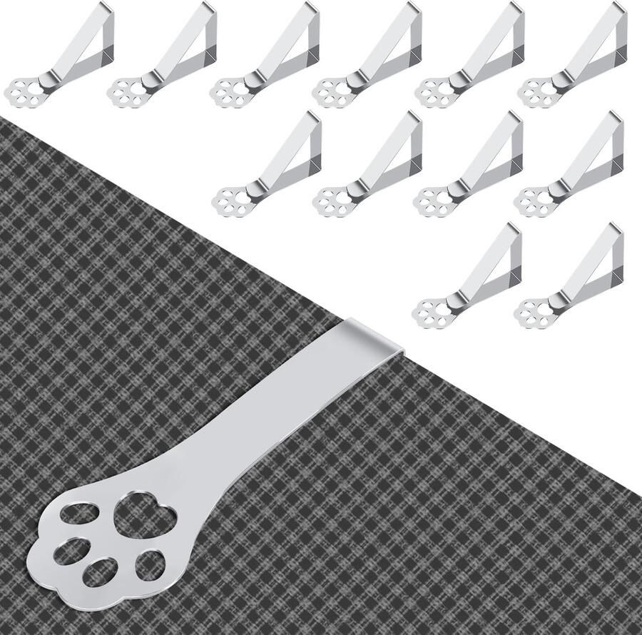 Auauraintt 12 stuks tafelkleedclips kattenklauwen roestvrijstalen tafelkleedklemmen tafelkleedhouders voor dikke tafels tafelkleedclips voor tuintafels restaurants picknicks bruiloften