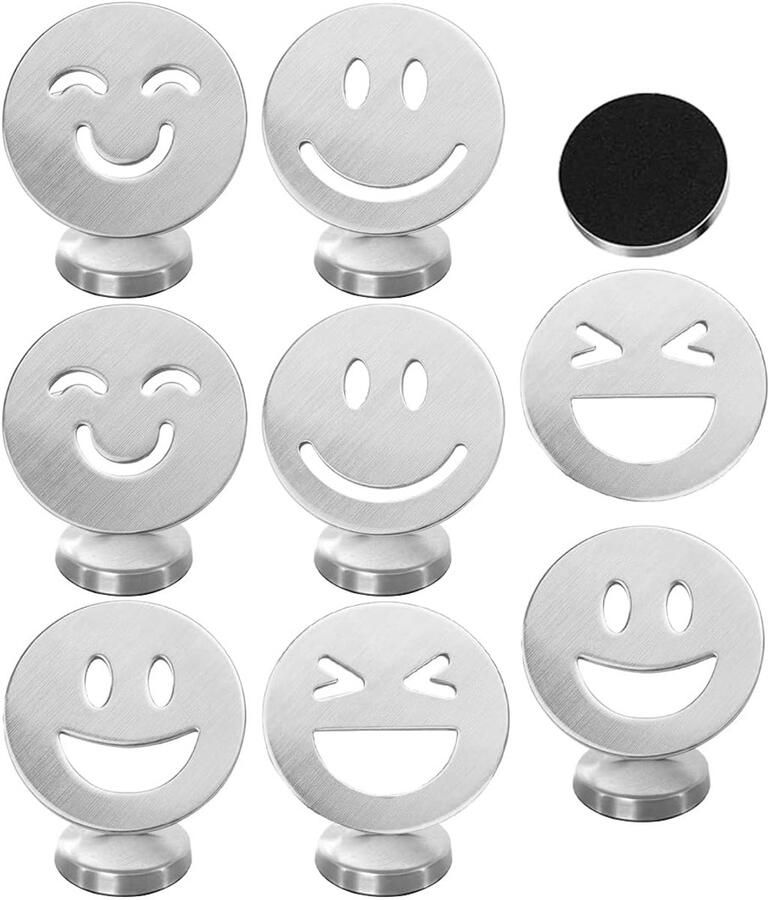 Augesak 8-pack tafelkleedgewichten magneet smiley gordijngewichten voor buiten tafelkleedgewichten roestvrij staal extra zwaar voor gordijnen douchegordijn whiteboard koelkast