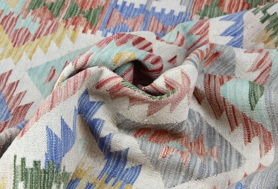 Authentiek Handgeweven Kelim 245 x 166 cm Vloerkleed 100% Wol Uniek Plantaardige Verfstoffen