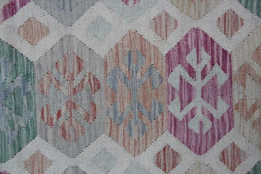 Authentiek Handgeweven Kelim 247 x 167 cm Vloerkleed 100% Wol Uniek Plantaardige Verfstoffen