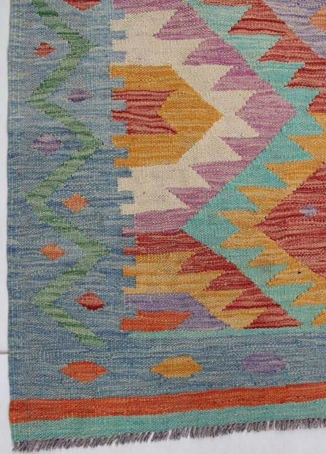 Authentiek Handgeweven Kelim 260 x 163 cm Vloerkleed 100% Wol Uniek Plantaardige Verfstoffen