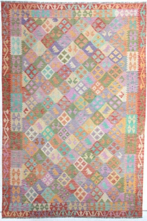 Authentiek Handgeweven Kelim 293 x 196 cmVloerkleed 100% Wol Uniek Plantaardige Verfstoffen - Foto 2