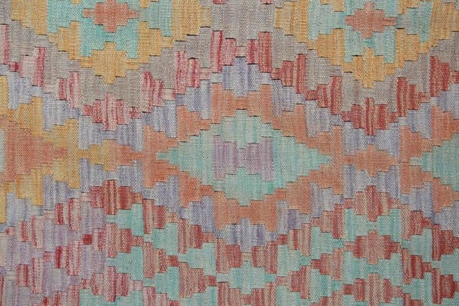 Authentiek Handgeweven Kelim 295 x 196 cm Vloerkleed 100% Wol Uniek Plantaardige Verfstoffen