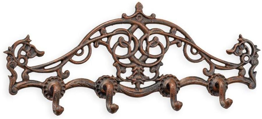 Authentieke gietijzeren kapstokhaken – set van 2 – klassieke wandhaken met 4 haken – robuuste vintage jas- en hoedenhaken Kapstokrek