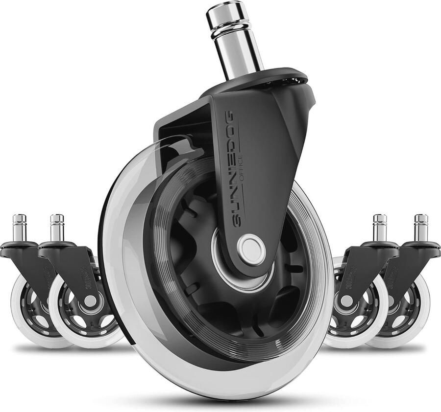 Vervangende Bureaustoelwielen set van 5 Zwenkwielen voor Bureau- Computer- en Gamingstoelen Veilig voor Tapijt Tegels en Hardhouten Vloeren