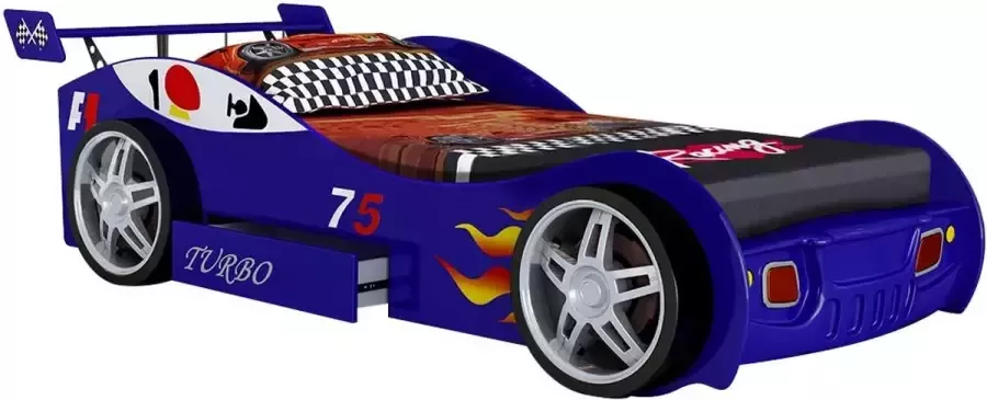 Autobed RUNNER met lade 90 x 200 cm blauw L 232 cm x H 61 cm x D 111 cm - Foto 2