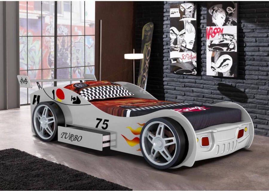 Autobed RUNNER met lade 90 x 200 cm wit L 232 cm x H 61 cm x D 111 cm