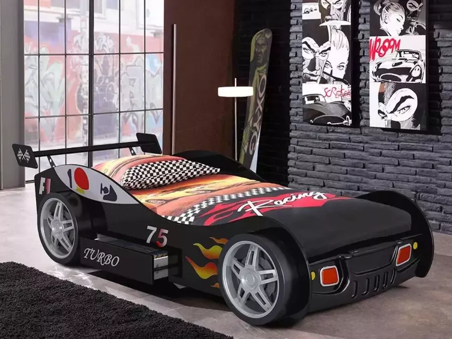 Autobed RUNNER met lade 90 x 200 cm zwart L 232 cm x H 61 cm x D 111 cm