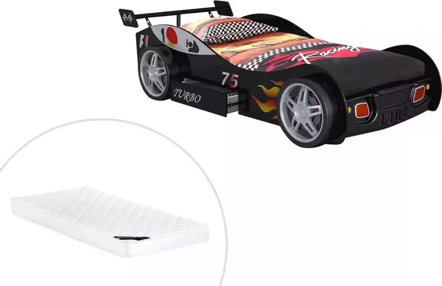 Autobed RUNNER met lade 90 x 200 cm Zwart Met matras L 232 cm x H 61 cm x D 111 cm - Foto 3