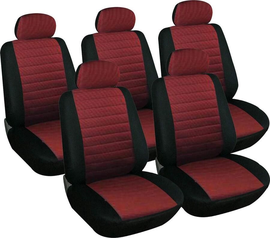 Rootz Living Rootz Autostoelhoes Autokussenbeschermer Voertuigbekledingsschild Autobankbeschermer Autostoelmantel Drive Seat Wrap Rood-Zwart Universele pasvorm