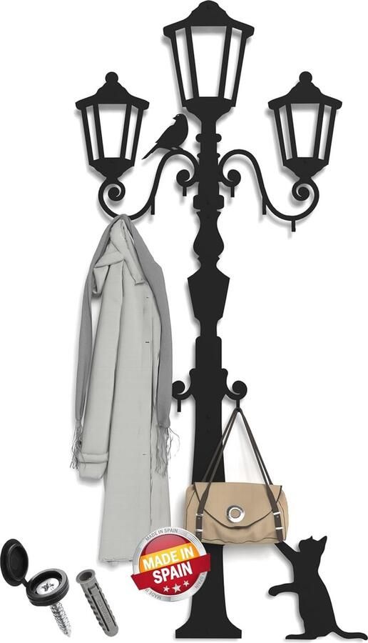 Wandkapstok met 8 haken 170 x 70 cm Minimalistische kledingoplossing voor entree en slaapkamer Stijlvol en functioneel ontwerp in zwart