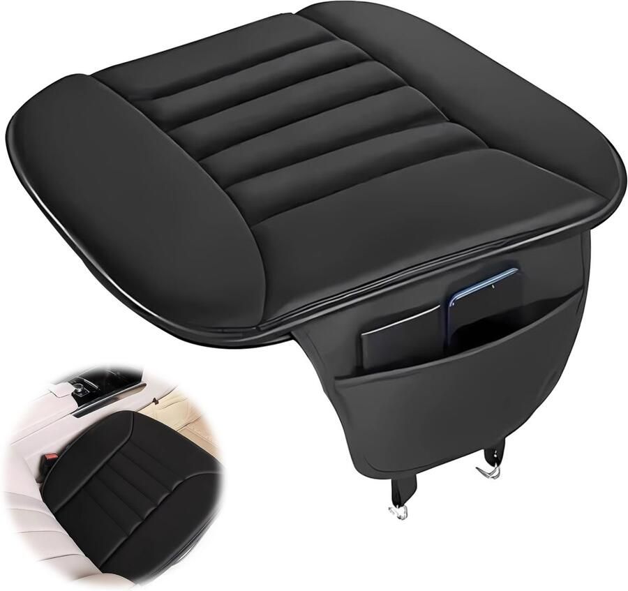 Autostoelkussen Ademend Memory Foam Zitkussen Antislip Stoelhoes Voor Auto Bureau & Thuisgebruik Ergonomisch Comfort Zwart 49x46 cm 1 Stuk