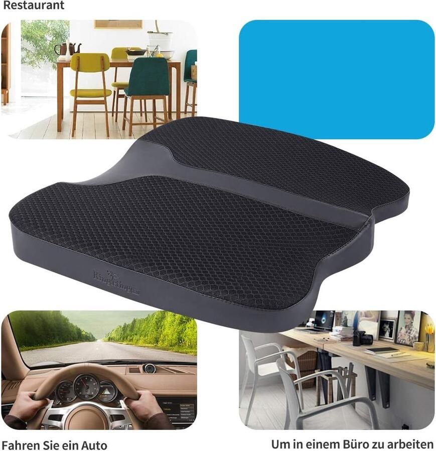 Geheugenschuim zitkussen voor auto thuis bureaustoelen rolstoelen Comfortabel en ademend Zwart - Foto 2