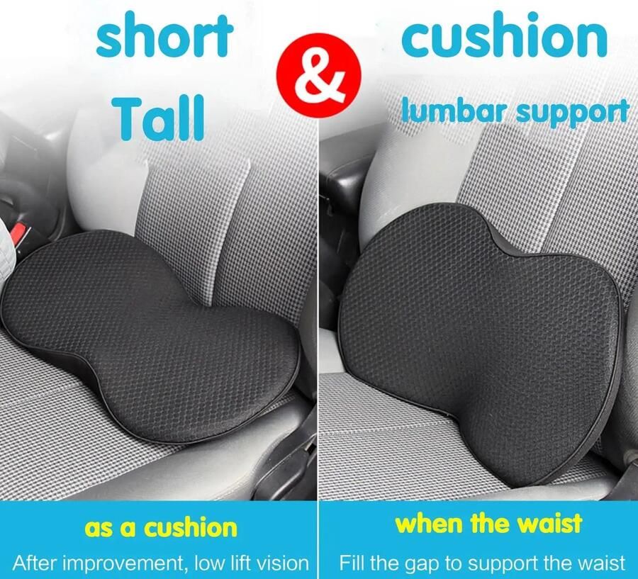 2 in 1 Zitkussen Auto Rugkussen Auto Rugkussen Onderrug Kussen Voor Auto Lendekussen Rugsteun Zitkussen Auto Rugkussen Bureaustoel