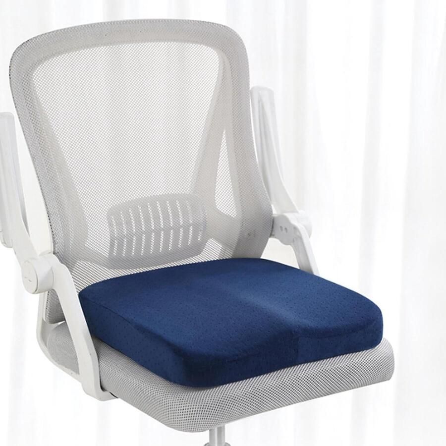 Autozitkussen voor lang zitten Traagschuim zitkussen met pijnverlichting Antislip onderzitkussen voor auto bureaustoel Marineblauw