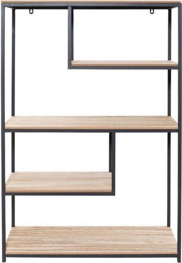 AYD Home Vakkenkast Industriële kast Wall Cabinet 4 Planken Rustiek Hout Metaal B76 x H116 x D30 cm Wandkast