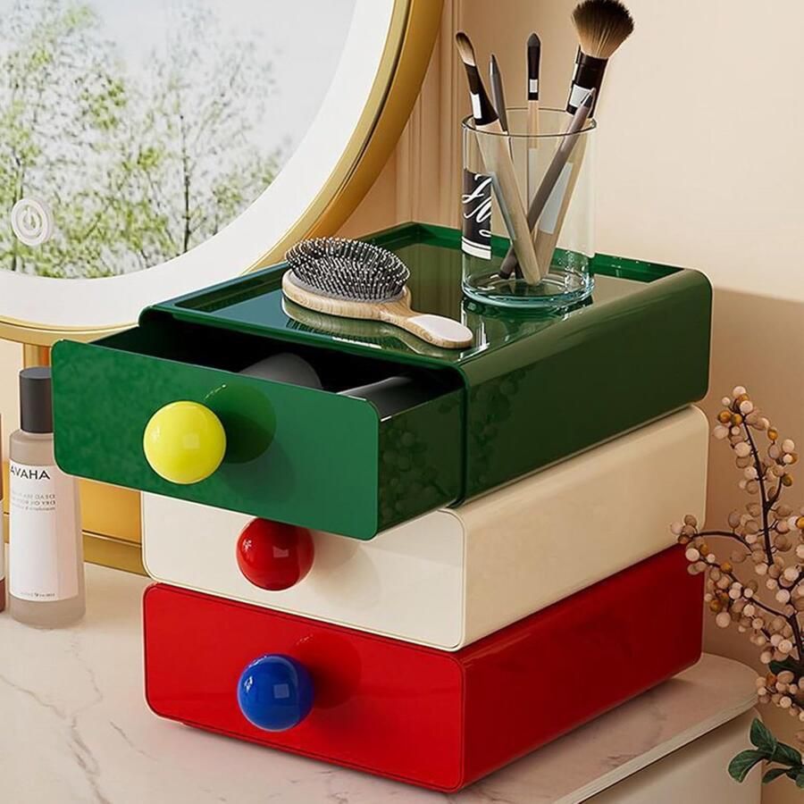 Ayicheyl Bureau Organizer 3 stuks Lade Organizer Kleurrijk Stapelbaar