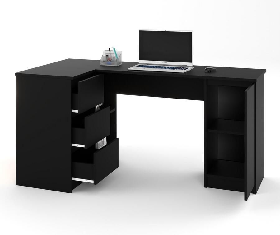 AZ Home Hoekbureau Gregory Links Zwart Bureau Computer desk