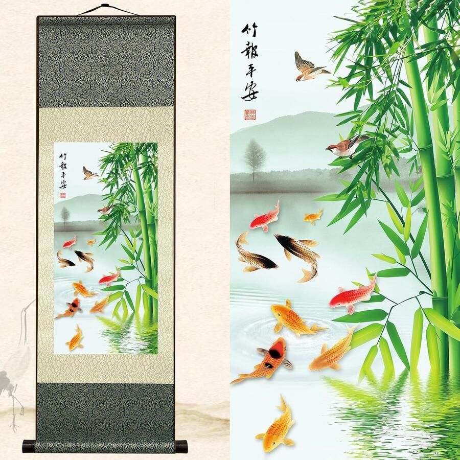 Aziatische Muurschildering Decoratieve Wandkunst 1 stuk Zijde 92x30 cm