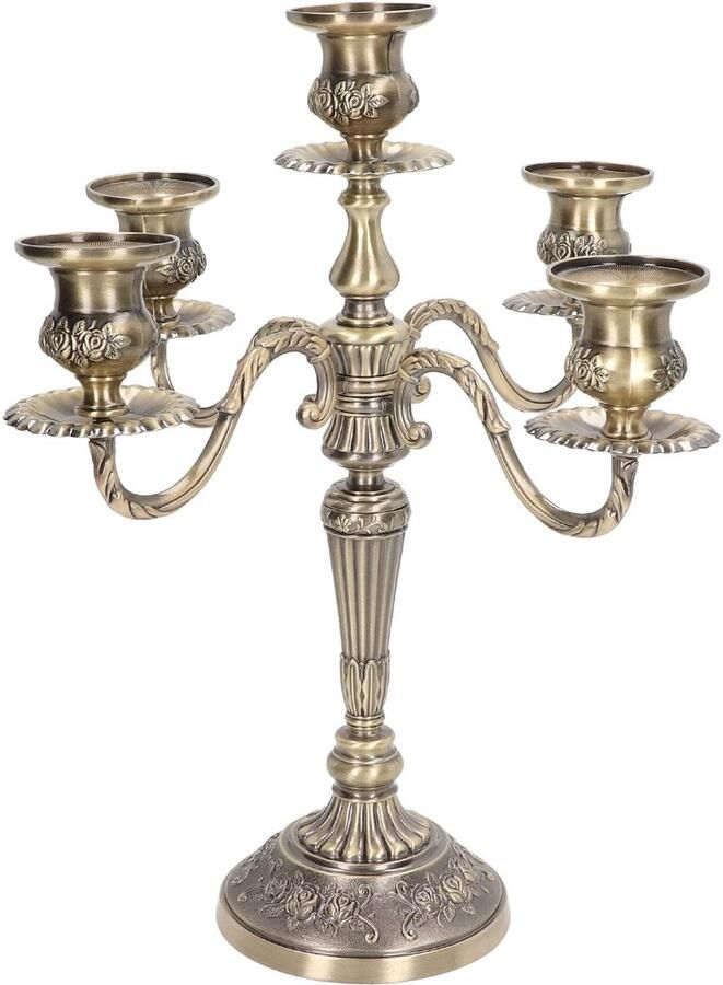 Azusumi 5-armige metalen kaarsenhouder kandelaar van zinklegering delicate decoratieve retro kandelaar eettafel open haard bruiloftsdecoratie