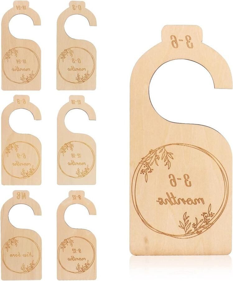 Baby Closet Dividers Set van 7 mooie houten dubbelzijdige babykleding organizer Newborn tot 24 maanden Boho Nursery Decor Stijl 1