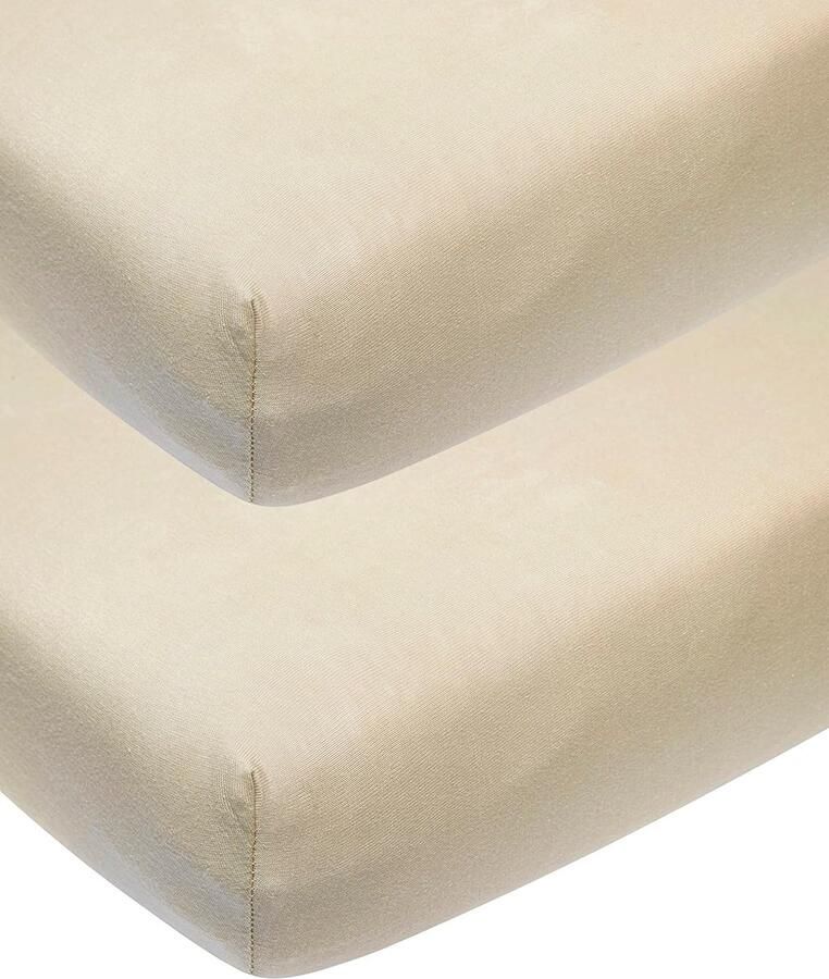 Baby hoeslaken kinderbed Uni zand 60x120cm 2-pack