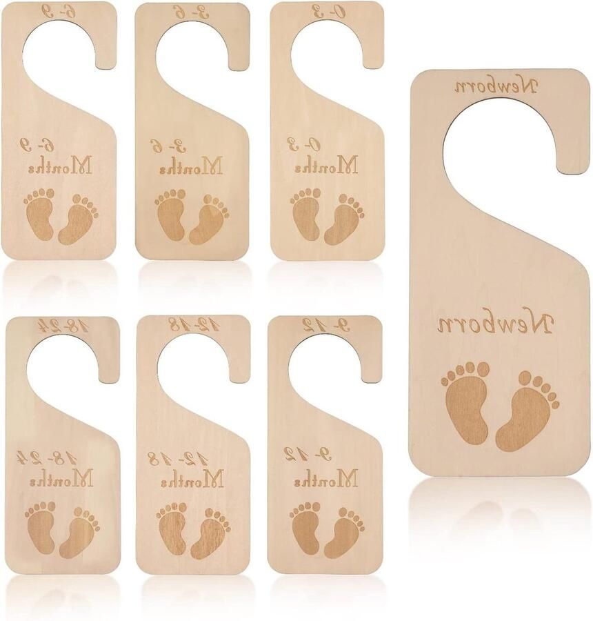 Babykleertjes Verdelers 7st Houten Kast Verdelers Baby Kast Organisatoren Van Pasgeboren Tot 24 Maanden Baby Closet Dividers voor Jongens Meisjes Baby Kledingkast (Voetafdruk)