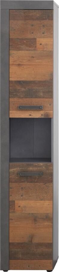 Trendteam smart living badkamer hoge kast Indy 36 x 184 x 31 cm voor Old Wood romp en contrast Matera met veel berg- en legruimte - Foto 3