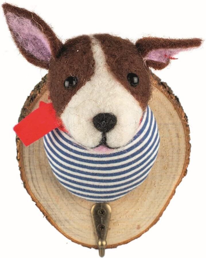 Baden kapstokhaak hond gestreept 14 cm